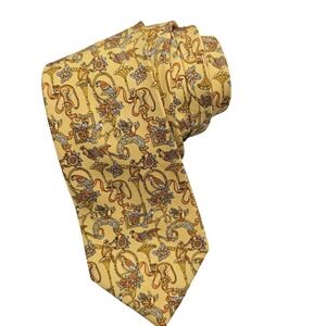 Salvatore Ferragamo Tie Mens Silk Floral Animal Print Made In Italy Luxury